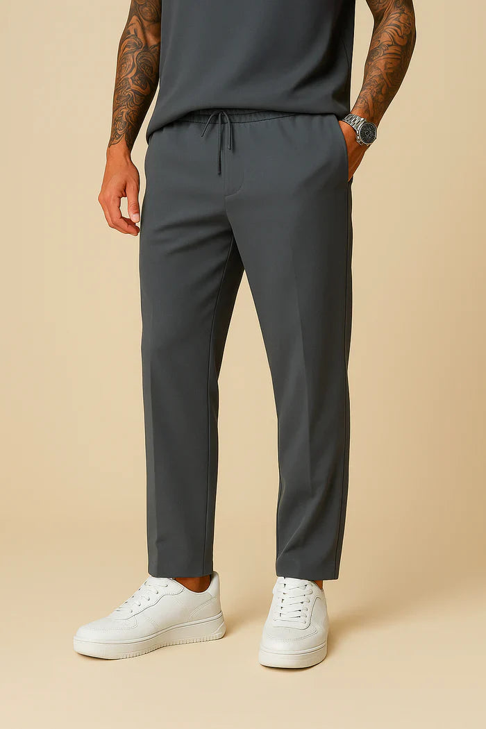 Slim tapered drawstring trousers